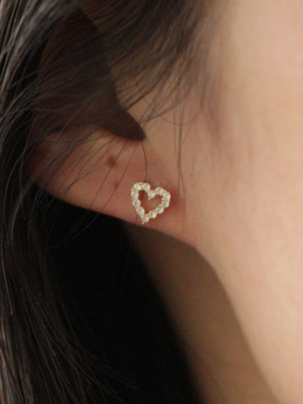 Boucles d'oreilles coeur brillants